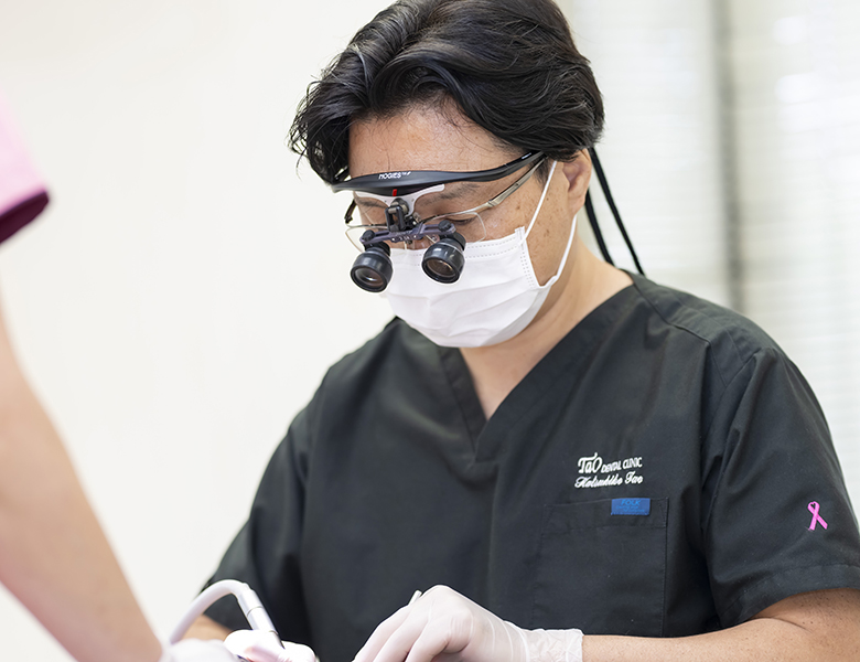 船橋市（芝山・飯山満）の歯医者、たお歯科クリニックで拡大鏡を用いた精密審美治療
